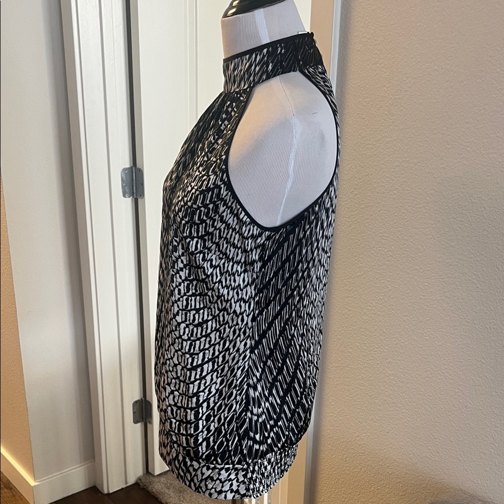 Cache Black And White Patterned Halter Blouse - image 2